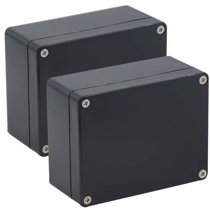 Raculety 2 Pack Project Box IP65 Waterproof Junction Box ABS Plastic Black Electrical Boxes DIY Electronic Project Case Power Enclosure 4.53"x3.54"x2.17"(115x90x55mm) - Image 1